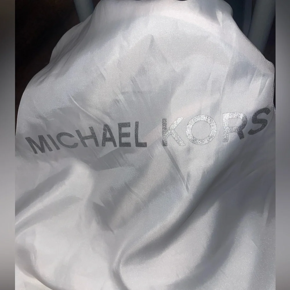 Michael Kors Brown Logo Bucket Bag with Pale Pink Trim